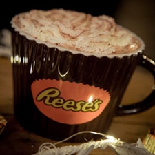 Reese's branded mug in the shape of a piece of Reece's confectionery